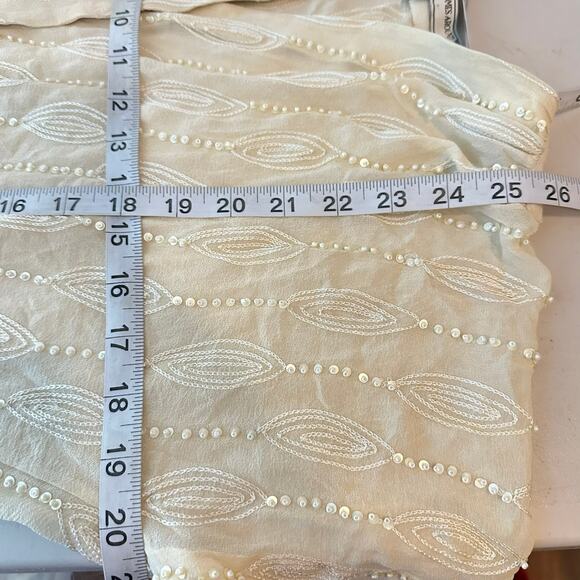 WHAT GOES AROUND COMES‎ AROUND Anthropologie Silk Beaded Cardi Womans S Cottage - Picture 10 of 11